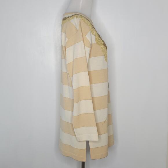St. John Collection Nautical Sweater Gold Striped Vintage Rope Small - Picture 2 of 13